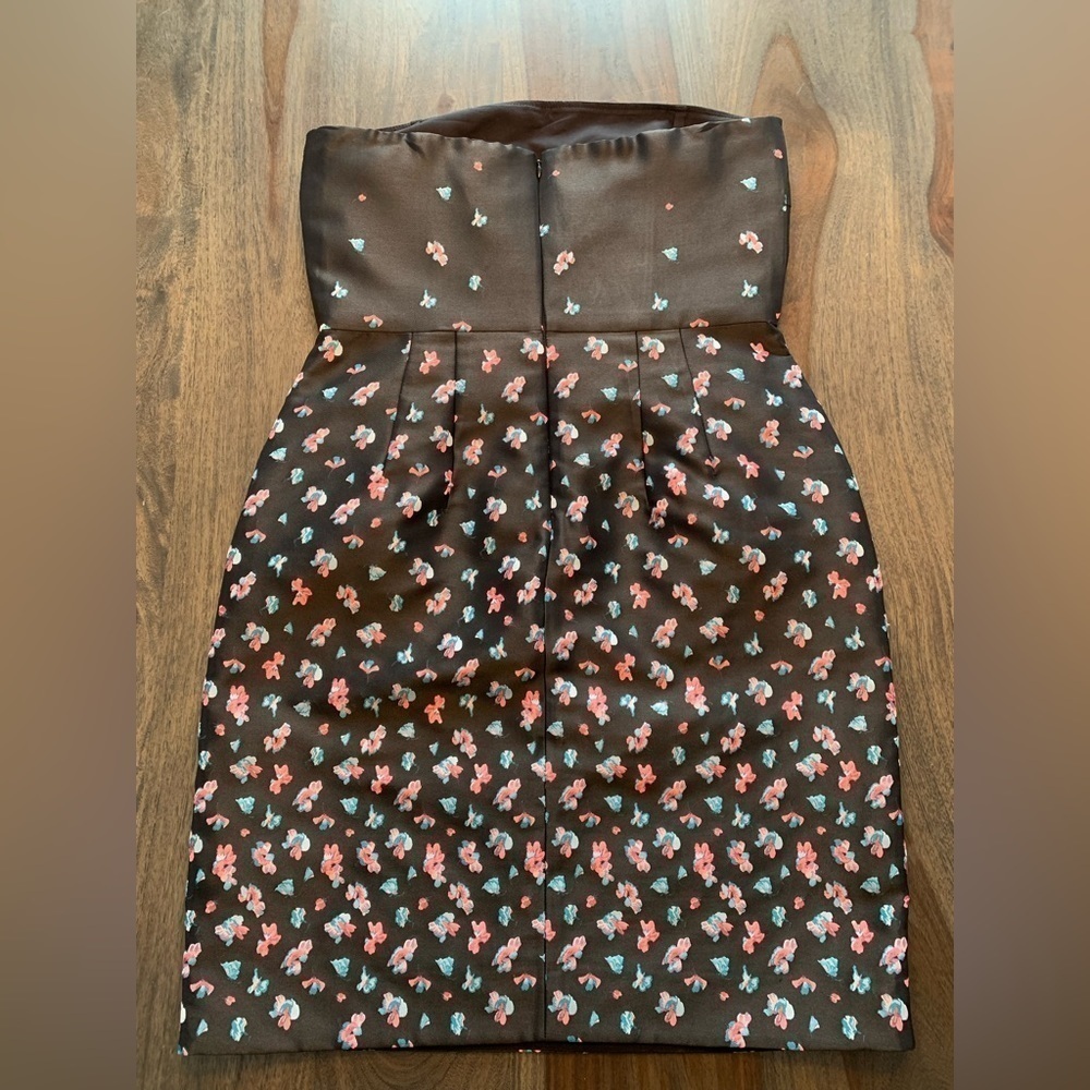 DKNY Strapless Dress Made in Italy Size 8 Black Pink Blue Flowers No Straps. - Picture 8 of 14